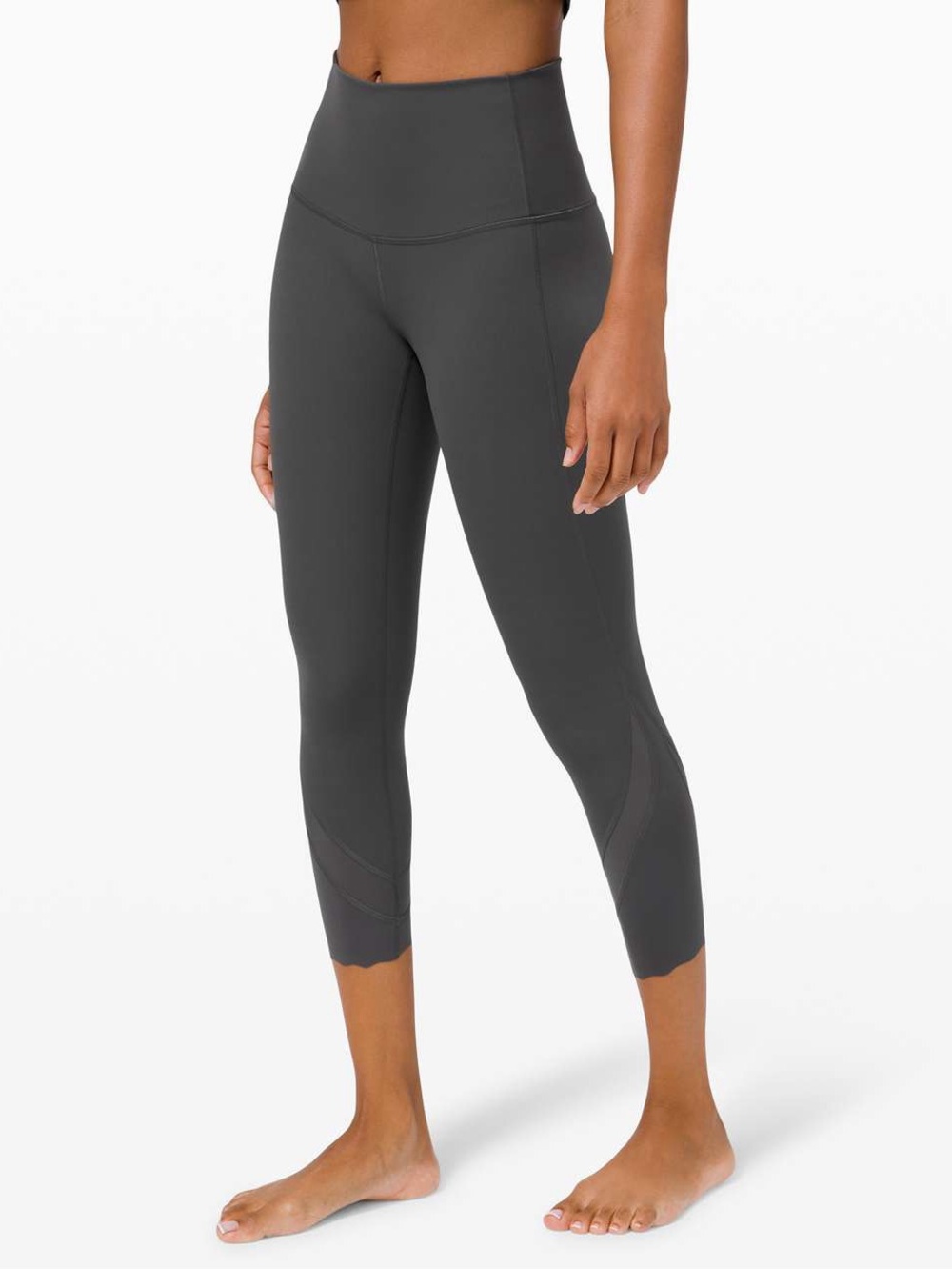 NWOT Lululemon Wunder Under Crop Roll Down Scallop Luxtreme 23” Graphite Grey